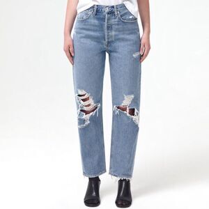 AGOLDE 90s Midrise Straight Jeans in Fall Out Distressed Wash Women’s Size 26